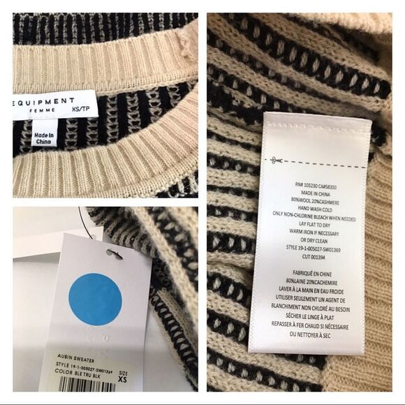 EQUIPMENT Aubin Sweater Crew Neck Neutral Pullover Knit Oversized New Size XS - Picture 16 of 16